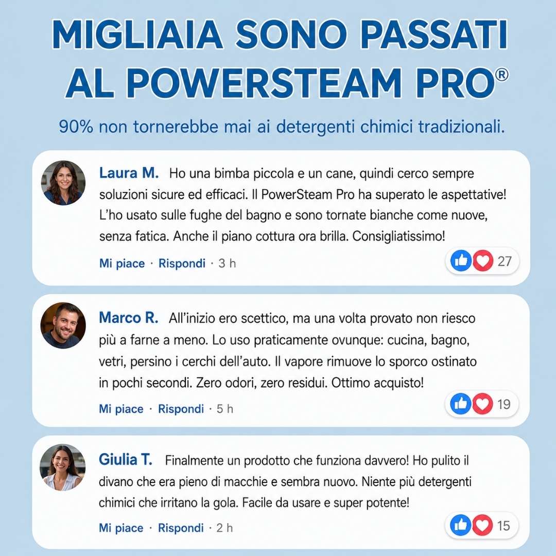 Blimmy® PowerSteam Pro – Pulizia Profonda a Vapore Senza Detergenti