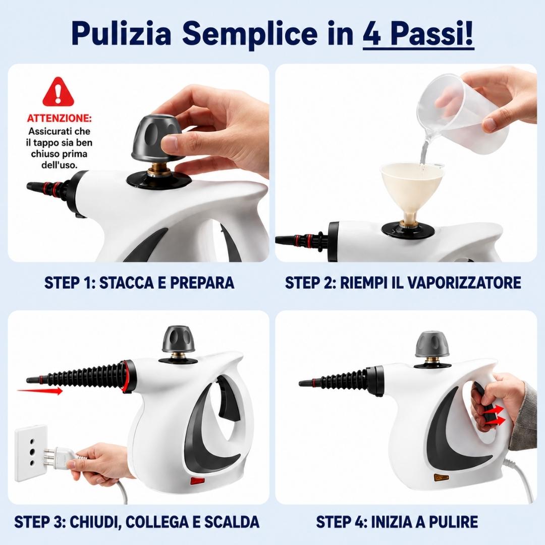 Blimmy® PowerSteam Pro – Pulizia Profonda a Vapore Senza Detergenti