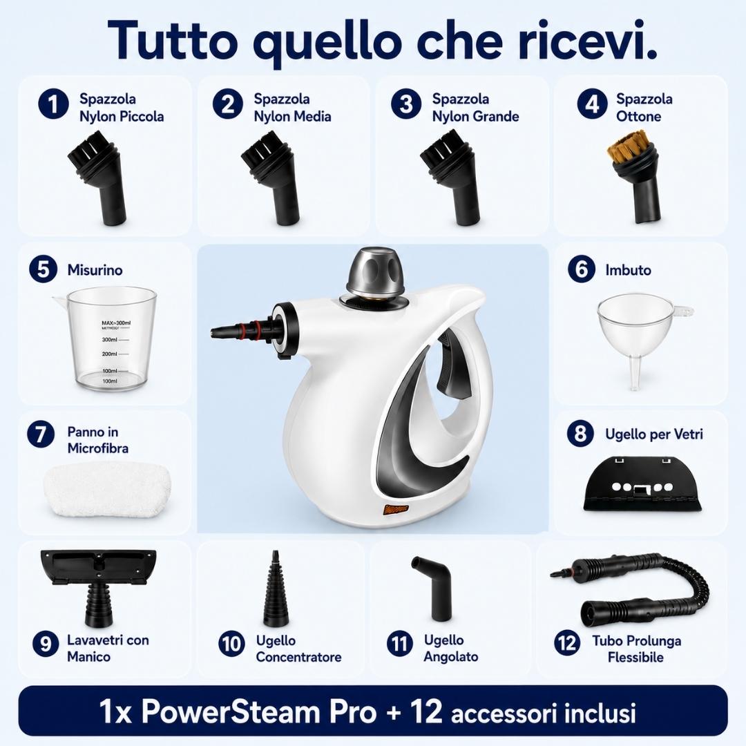 Blimmy® PowerSteam Pro – Pulizia Profonda a Vapore Senza Detergenti